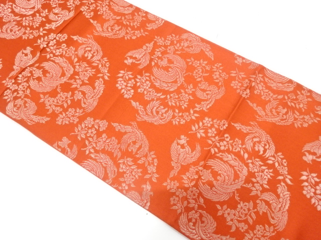 JAPANESE FUKURO OBI / WOVEN FLORAL PLANTS & PHOENIX